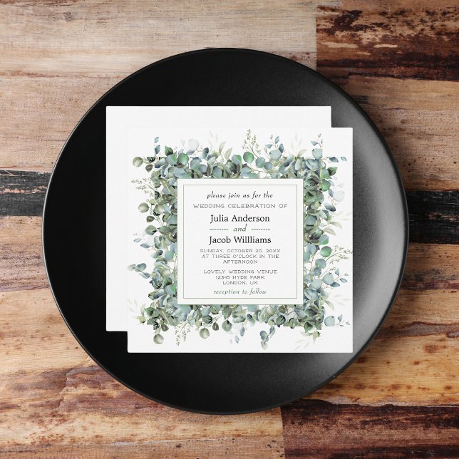 Simple Eucalyptus Greenery Wedding Party Invitation (Simple Eucalyptus Greenery Wedding Party Supplies)