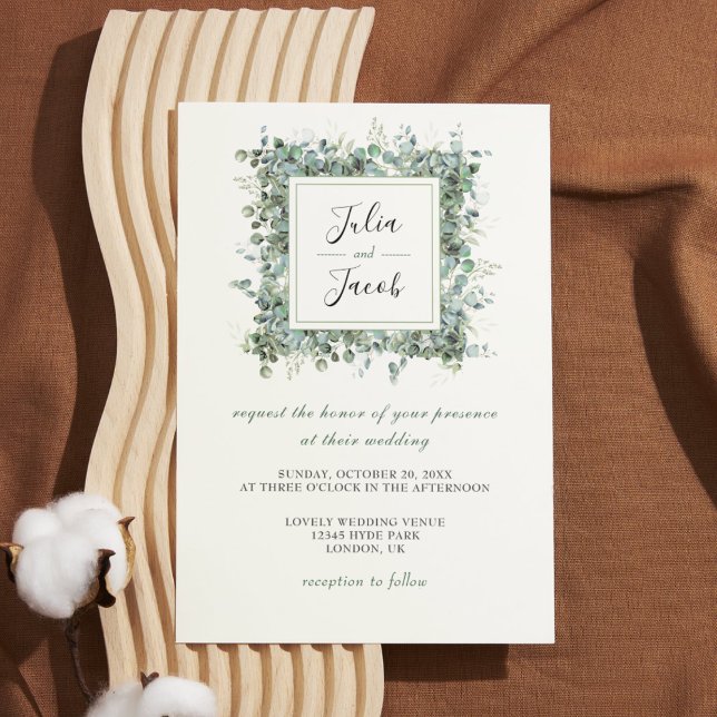Simple Eucalyptus Greenery Wedding Party Invitation (Simple Eucalyptus Greenery Wedding Party Supplies)