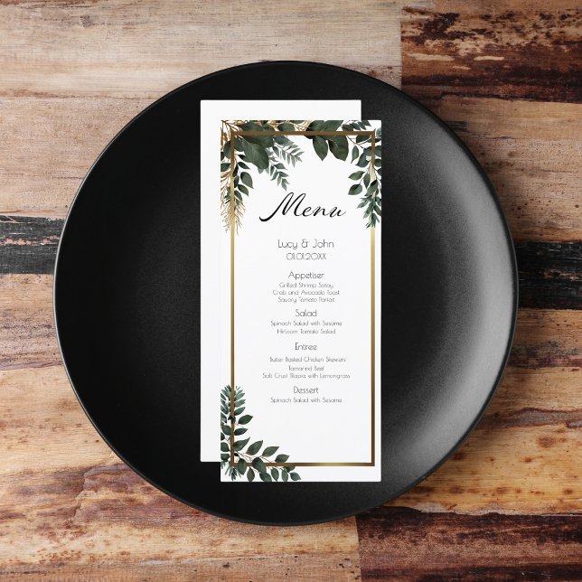 Simple Eucalyptus Greenery Wedding Party Menu (Simple Eucalyptus Greenery Wedding Party Supplies)