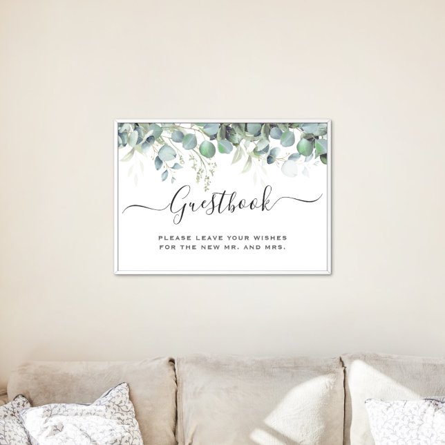 Simple Eucalyptus Greenery Wedding Party Poster (Simple Eucalyptus Greenery Wedding Party Supplies)