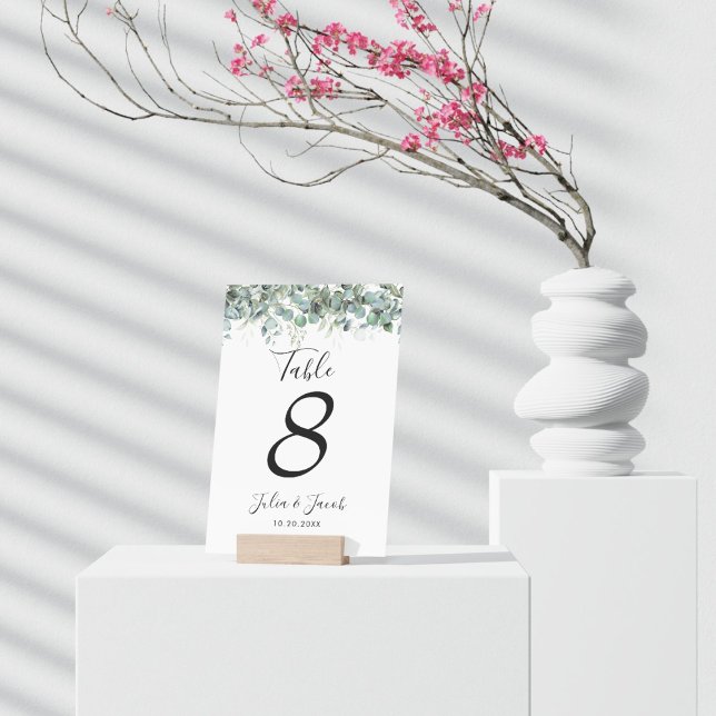 Simple Eucalyptus Greenery Wedding Party Table Number (Simple Eucalyptus Greenery Wedding Party Supplies)