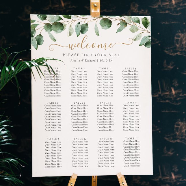 Simple Eucalyptus Greenery Wedding Seating Chart (Creator Uploaded)