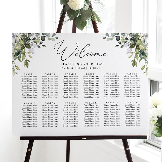 Simple Eucalyptus Greenery Wedding Seating Chart (Creator Uploaded)