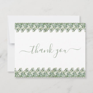 Simple Eucalyptus Greenery Wedding Thank You Card