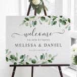 Simple Eucalyptus Greenery Wedding Welcome Sign<br><div class="desc">Designed to coordinate with our Moody Greenery wedding collection,  this customisable welcome sign template features watercolor eucalyptus branches & has been paired with a whimsical calligraphy and a classy serif font in grey. To make advanced changes,  please select "Click to customise further" option under Personalise this template.</div>