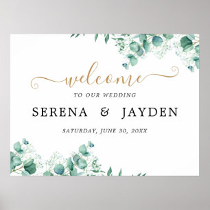 Simple Eucalyptus Greenery Wedding Welcome Sign