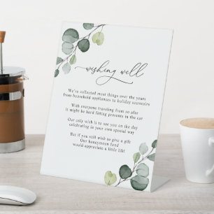 Simple Eucalyptus Greenery Wishing Well  Pedestal Sign