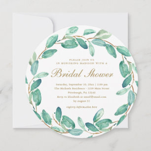 Simple Eucalyptus Leaves Bridal Shower Invitation