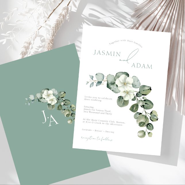 Simple Eucalyptus Leaves Greenery Foliage Wedding Invitation (Simple Eucalyptus Leaves Greenery Foliage Wedding Invitation)