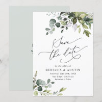 Simple Eucalyptus Leaves Greenery Save the Date