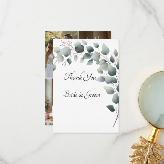 Simple Eucalyptus Photo Thank you Card (Front/Back In Situ)