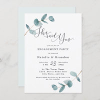 Simple Eucalyptus She Said Yes Engagement Party