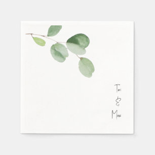 Simple Eucalyptus Stem Modern Font Names Cocktail Napkin