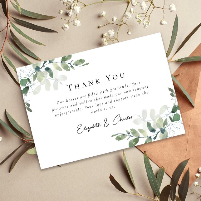 Simple Eucalyptus Vow Renewal  Thank You Card (Creator Uploaded)
