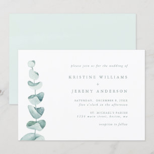 Simple Eucalyptus Watercolor Greenery Wedding Invitation