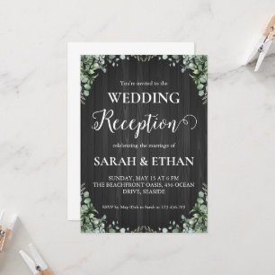 simple eucalyptus wedding reception invitations