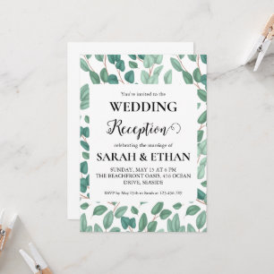 simple eucalyptus wedding reception invitations
