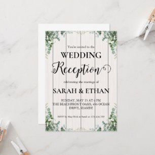 simple eucalyptus wedding reception invitations