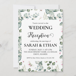 simple eucalyptus wedding reception invitations