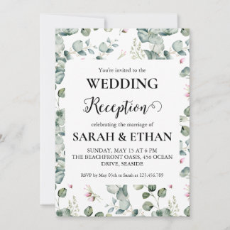 simple eucalyptus wedding reception invitations