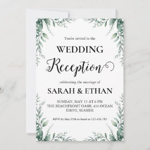 simple eucalyptus wedding reception invitations