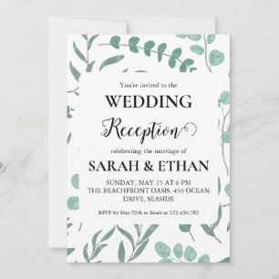 simple eucalyptus wedding reception invitations