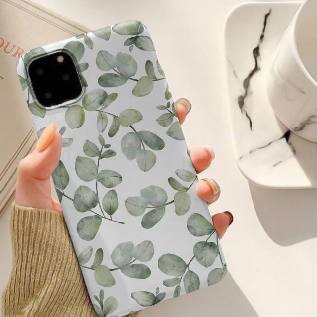 Simple Eucalyputus Sage Green Watercolor Pattern Case-Mate iPhone Case (Creator Uploaded)