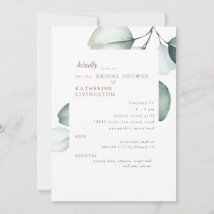 Simple Eucayptus Stem Bridal Shower Invitation