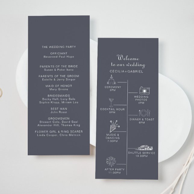 Simple Evening Boho Timeline Wedding  Programme (Creator Uploaded)