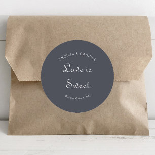 Simple Evening Boho Wedding Love is Sweet  Classic Round Sticker