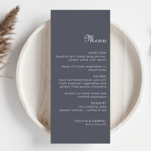 Simple Evening Boho Wedding Menu Card