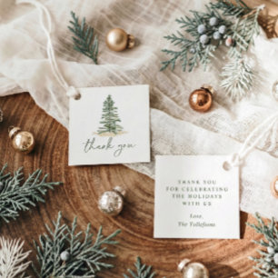 Simple Evergreen Pine Tree Christmas Party Favour Tags