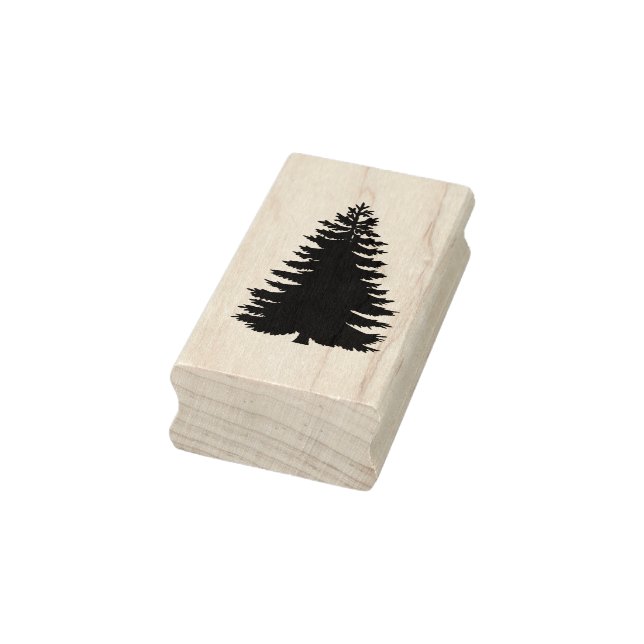 Simple Evergreen Pine Tree Silhouette Wood  Rubber Stamp (Stamp)