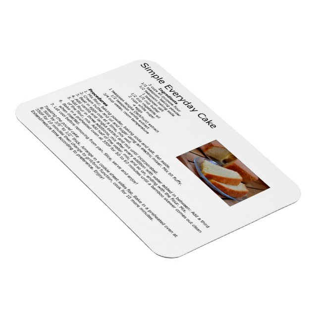 Simple Everyday Cake Recipe Magnet (Right Side)