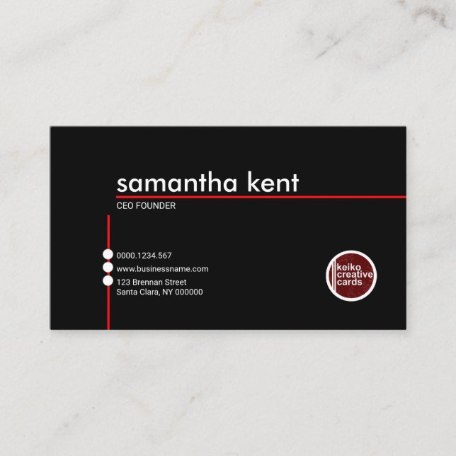 Simple Exquisite Black Founder CEO Business Card (Front)