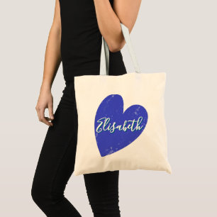 Simple Faded Blue Heart with your Name Tote Bag
