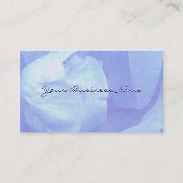 Simple Faded Blue Rose Template Business Cards (Front)