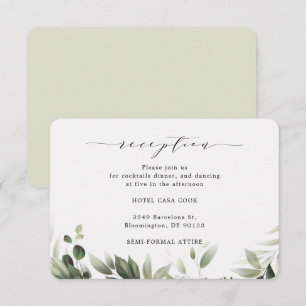 Simple Faded Greenery Eucalyptus Reception Card
