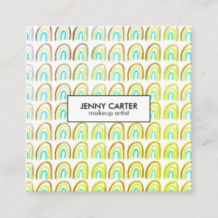Simple Faded Watercolor Rainbows Pattern Cool Square Business Card