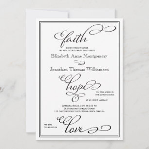 Simple Faith Hope Love Script Wedding Invitation