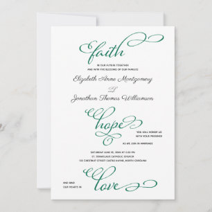 Simple Faith Hope Love Script Wedding Invitation