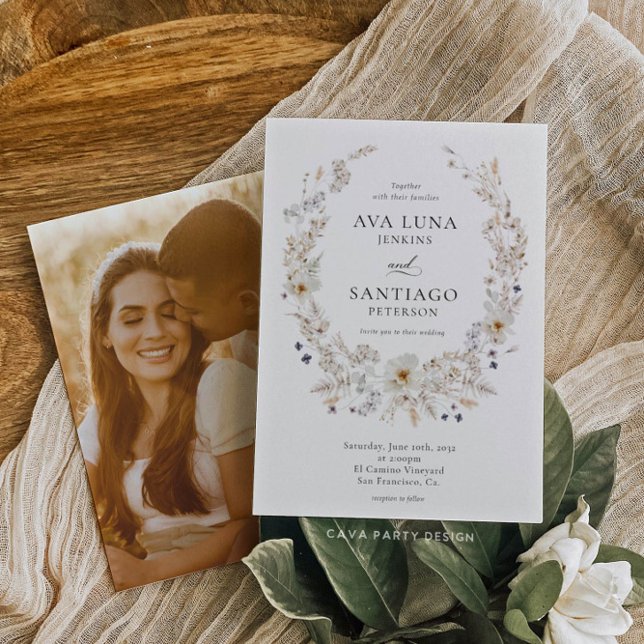 Simple Fall Botanical Wedding Photo Invitation (Creator Uploaded)