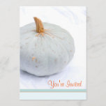 Simple Fall Event  Pumpkin Modern Invitation<br><div class="desc">Pale slate blue pumpkin on white fabric back drop - simple and fresh.  Add,  arrange and re-size text as desired. need any help? Feel free to contact me and I'll be happy to assist.</div>