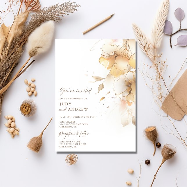 Simple Fall Floral Wedding Invitation (Simple Fall Floral Wedding Invitation)