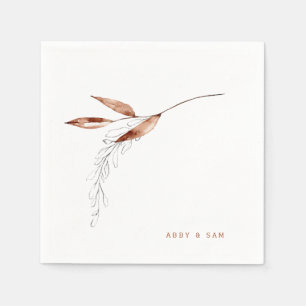 Simple Fall Foliage Wedding Couple Names Cocktail Napkin