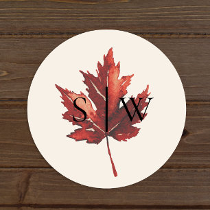 Simple Fall Leaf Cream Wedding Envelope Seal
