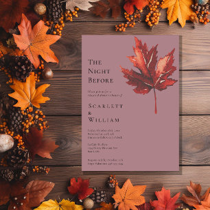 Simple Fall Leaf Mauve Wedding The Night Before Invitation