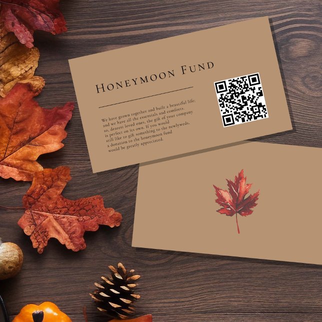 Simple Fall Leaf Terracotta Wedding Honeymoon Fund Enclosure Card (Creator Uploaded)