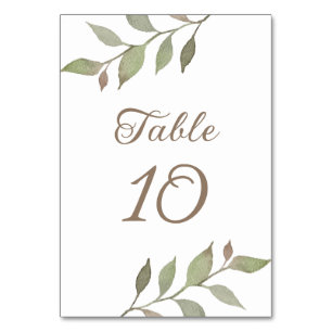 Simple Fall Leaves Botanical Wreath Wedding Table Number