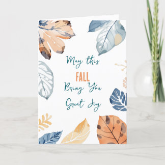 Simple Fall Leaves Photo Atutumn Season Thank You Card